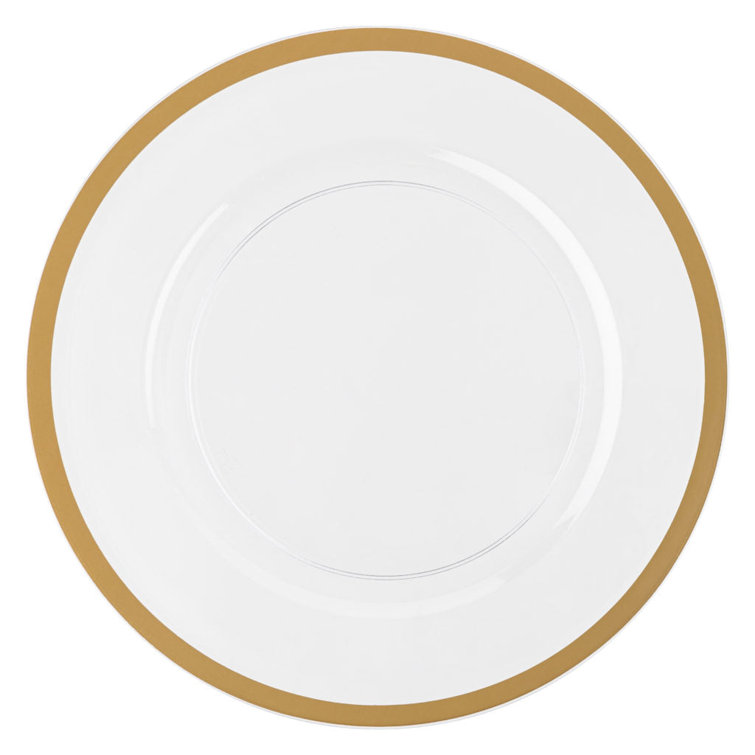 Ecoquality 13 Inch Round White Plates With Gold Rim 12 Guests Wayfair